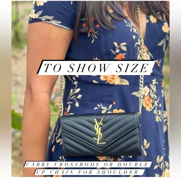 Black YSL cassandre envelope wallet on chain - Picture 9 of 13